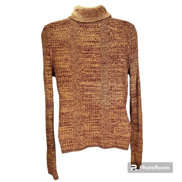 Topshop Womens Sz 6 Red Yellow Turtle Neck Long Sleeve Pullover Jumper Top - Picture 3 of 11